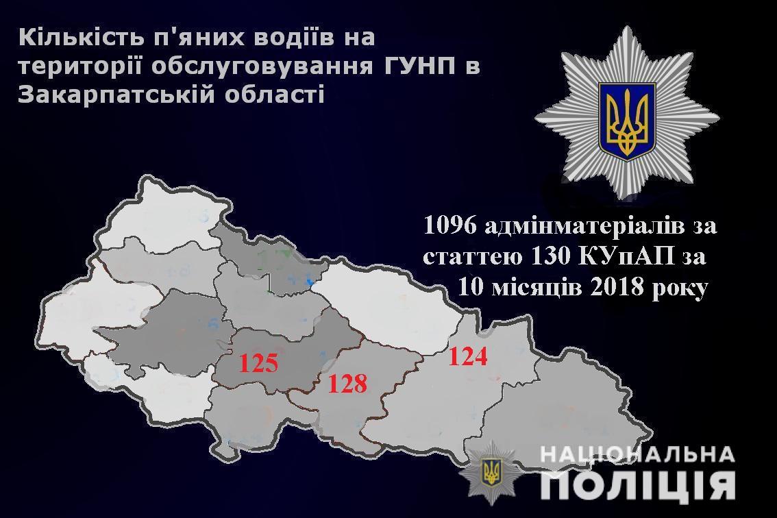 Хустщина, Іршавщина та Тячівщина лідирують за кількістю виявлених п’яних водіїв