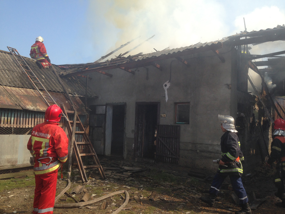 Пожежа на Мукачівщині: з невідомих причин спалахнула надвірна споруда